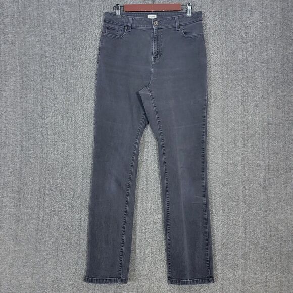 LL Bean True Shape Jeans Womens 12 MT Black High Rise Straight Leg Classic Fit - Picture 1 of 13